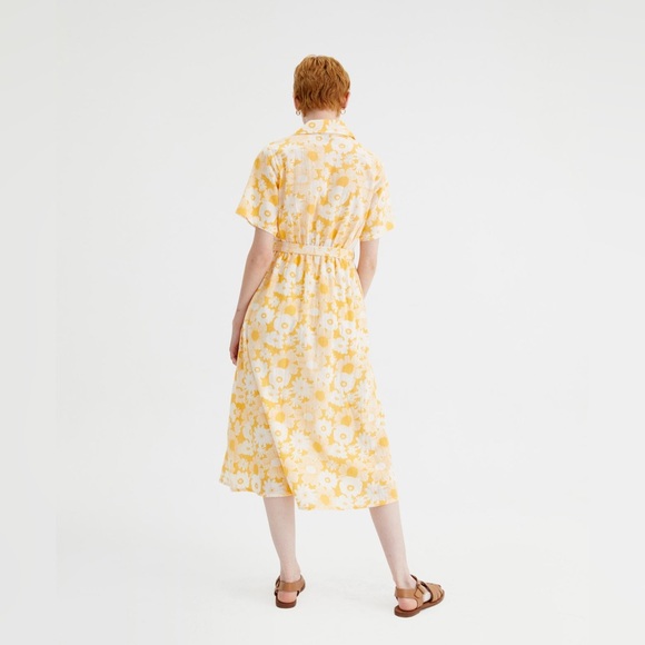 Compania Fantastica Yellow Floral Button Midi Shirt Belted Dress XS NWT - Picture 2 of 10